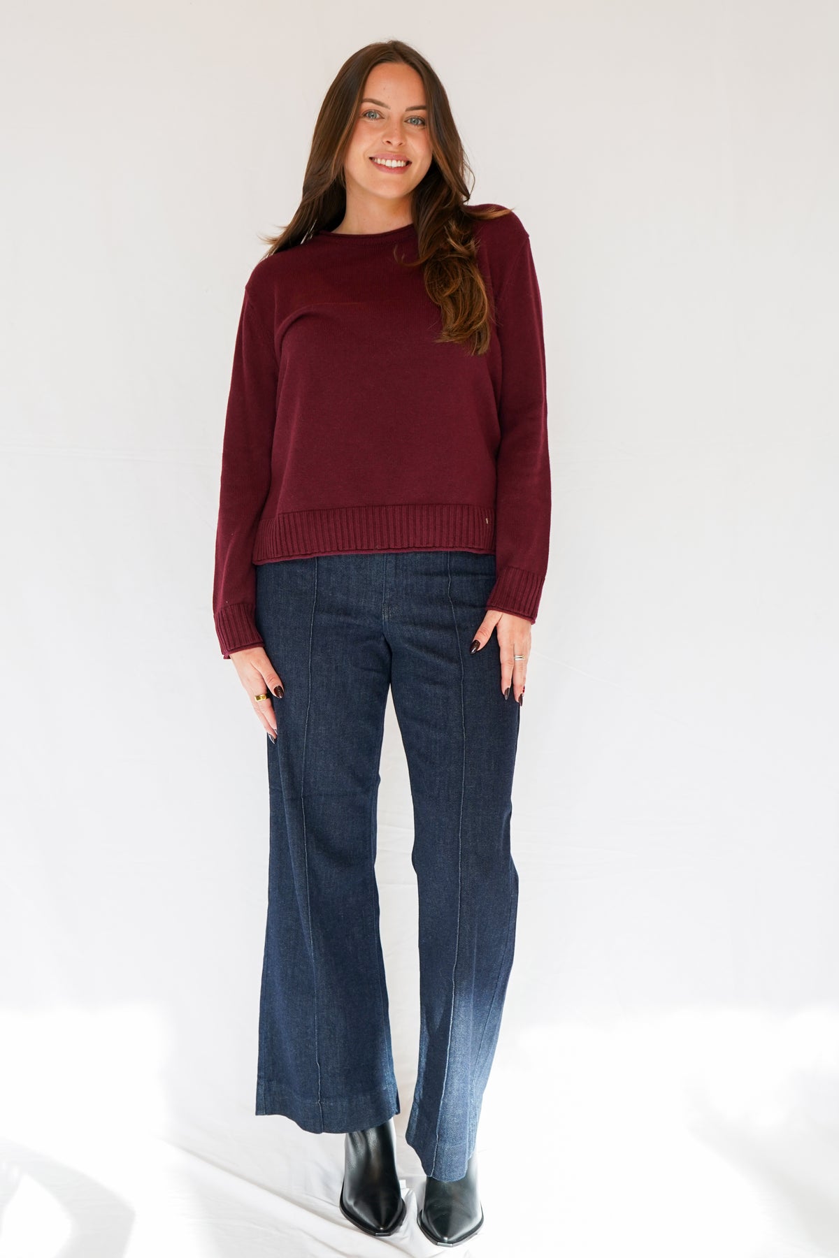 Pintuck High Rise Trouser Wide Leg Jeans