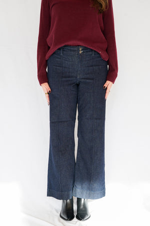 Pintuck High Rise Trouser Wide Leg Jeans