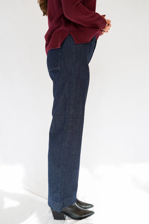 Pintuck High Rise Trouser Wide Leg Jeans