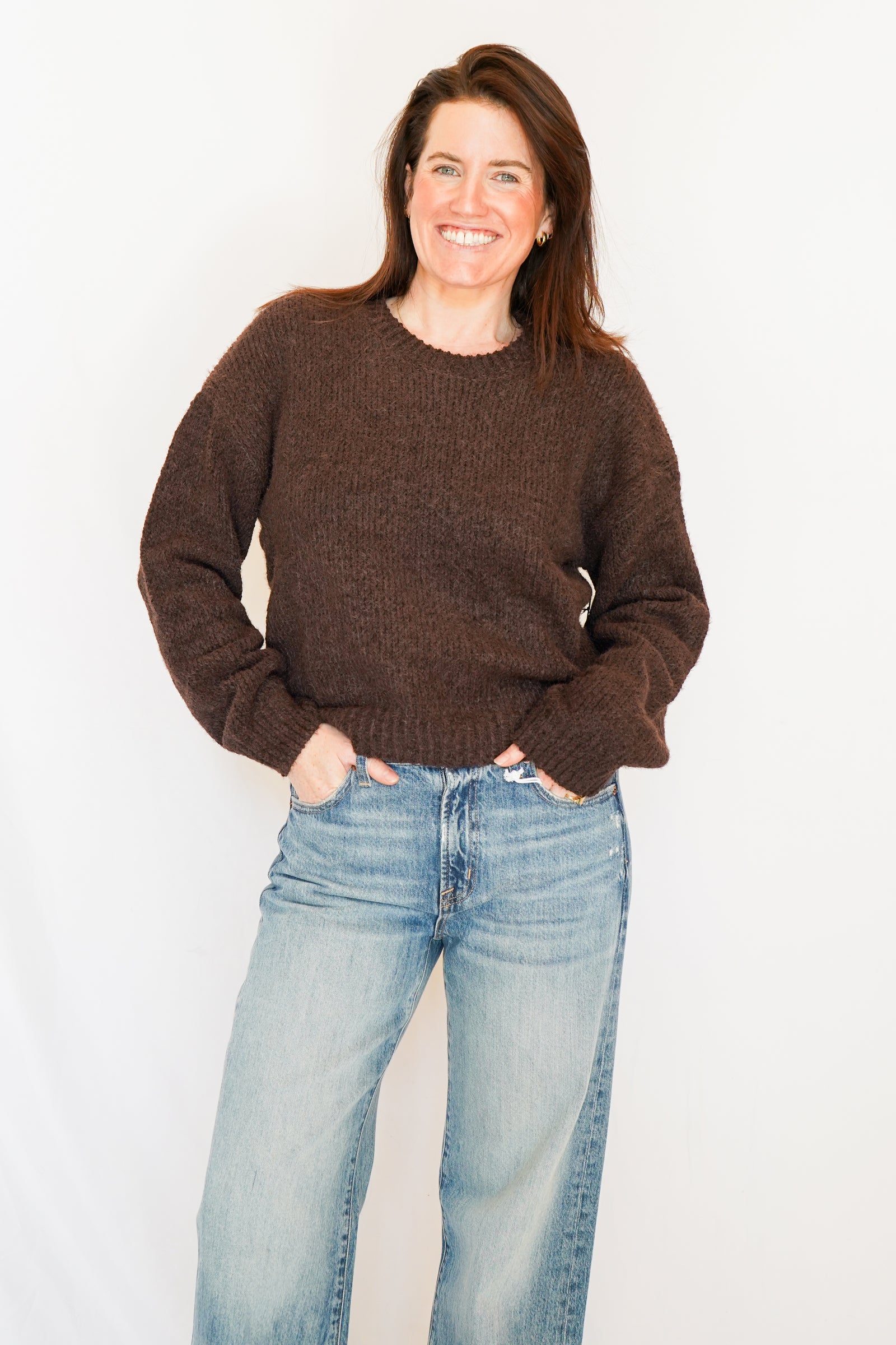 Bella Dahl Drop Shoulder Sweater in Dark Chestnut