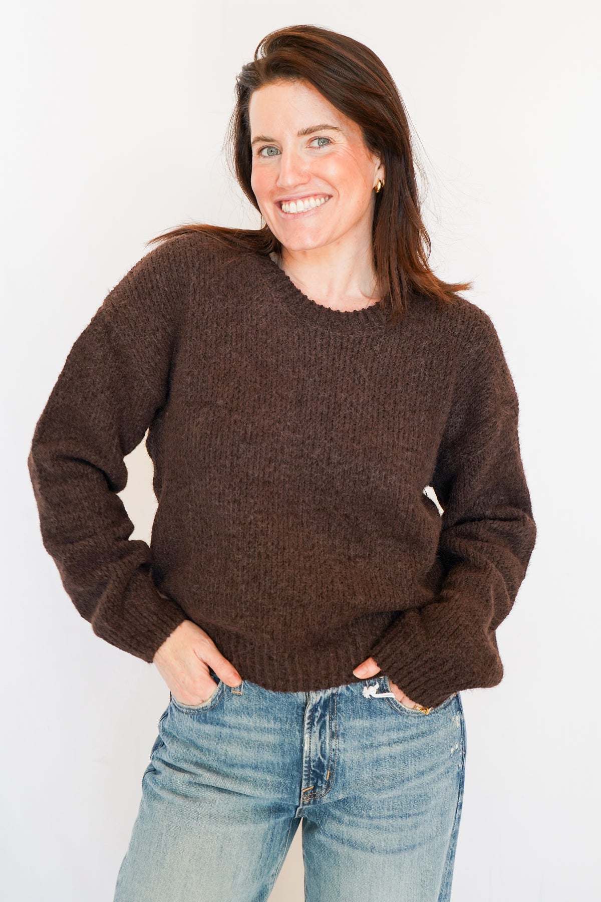 Bella Dahl Drop Shoulder Sweater in Dark Chestnut