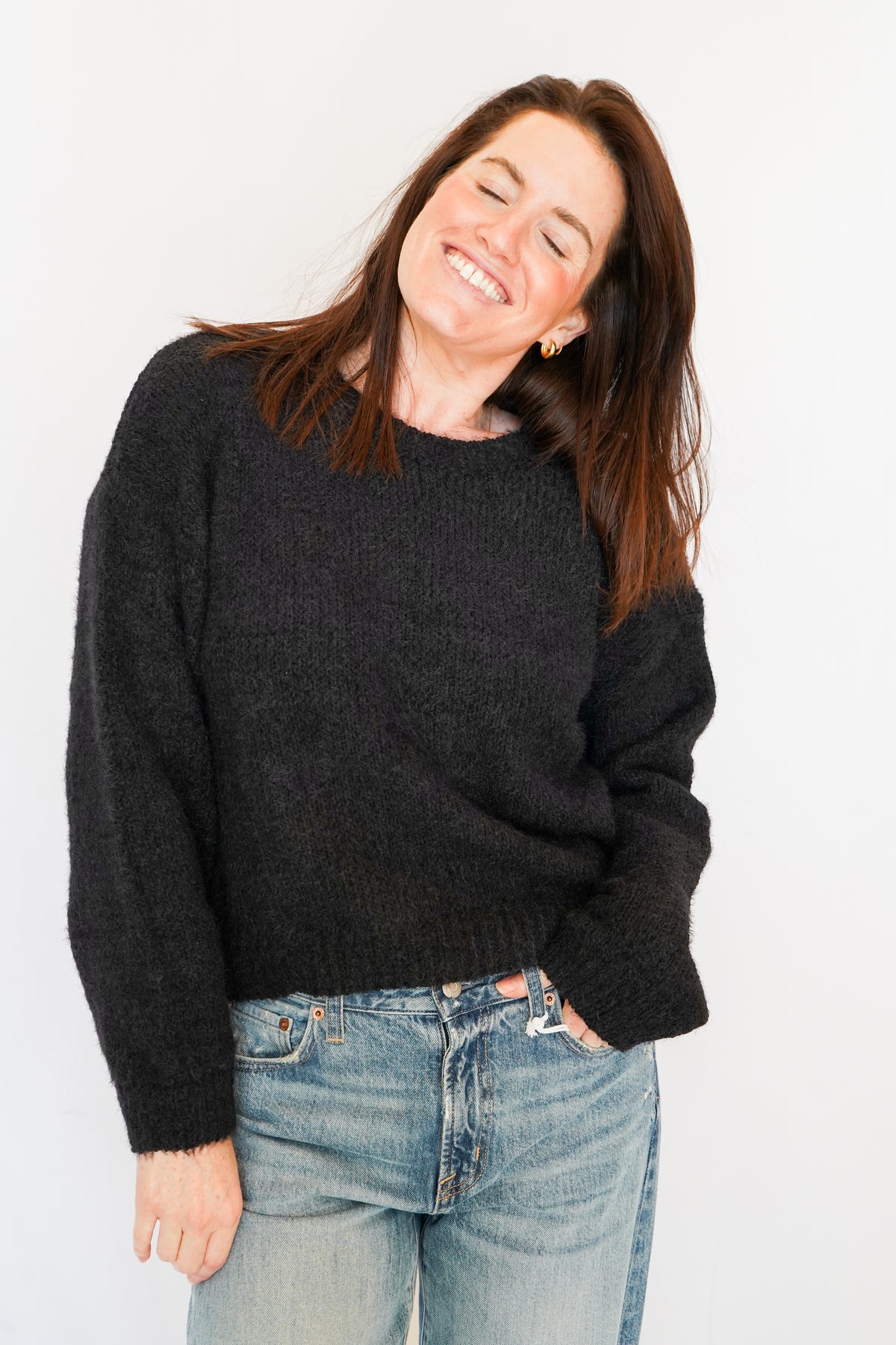 Bella Dahl Drop Shoulder Sweater in Black