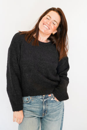 Bella Dahl Drop Shoulder Sweater in Black