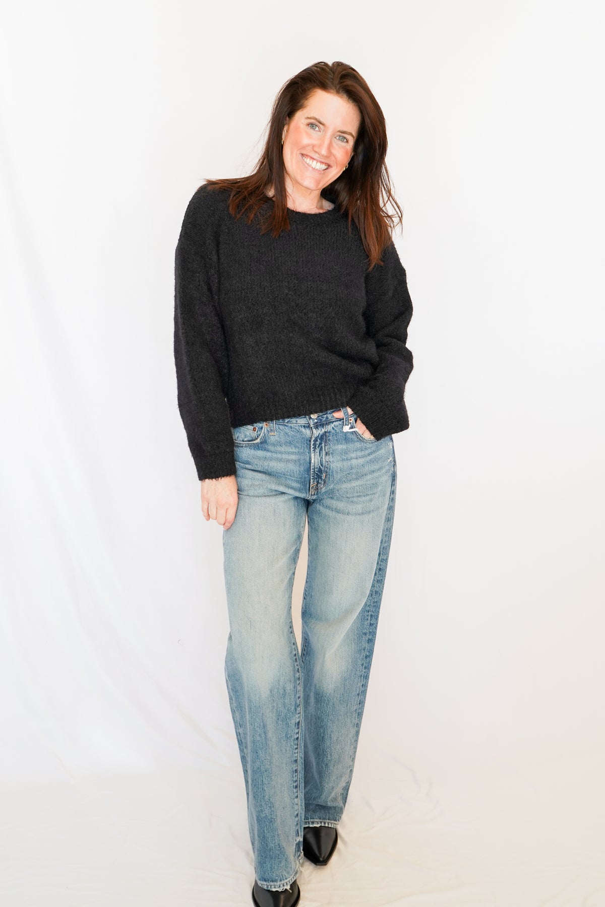 Bella Dahl Drop Shoulder Sweater in Black