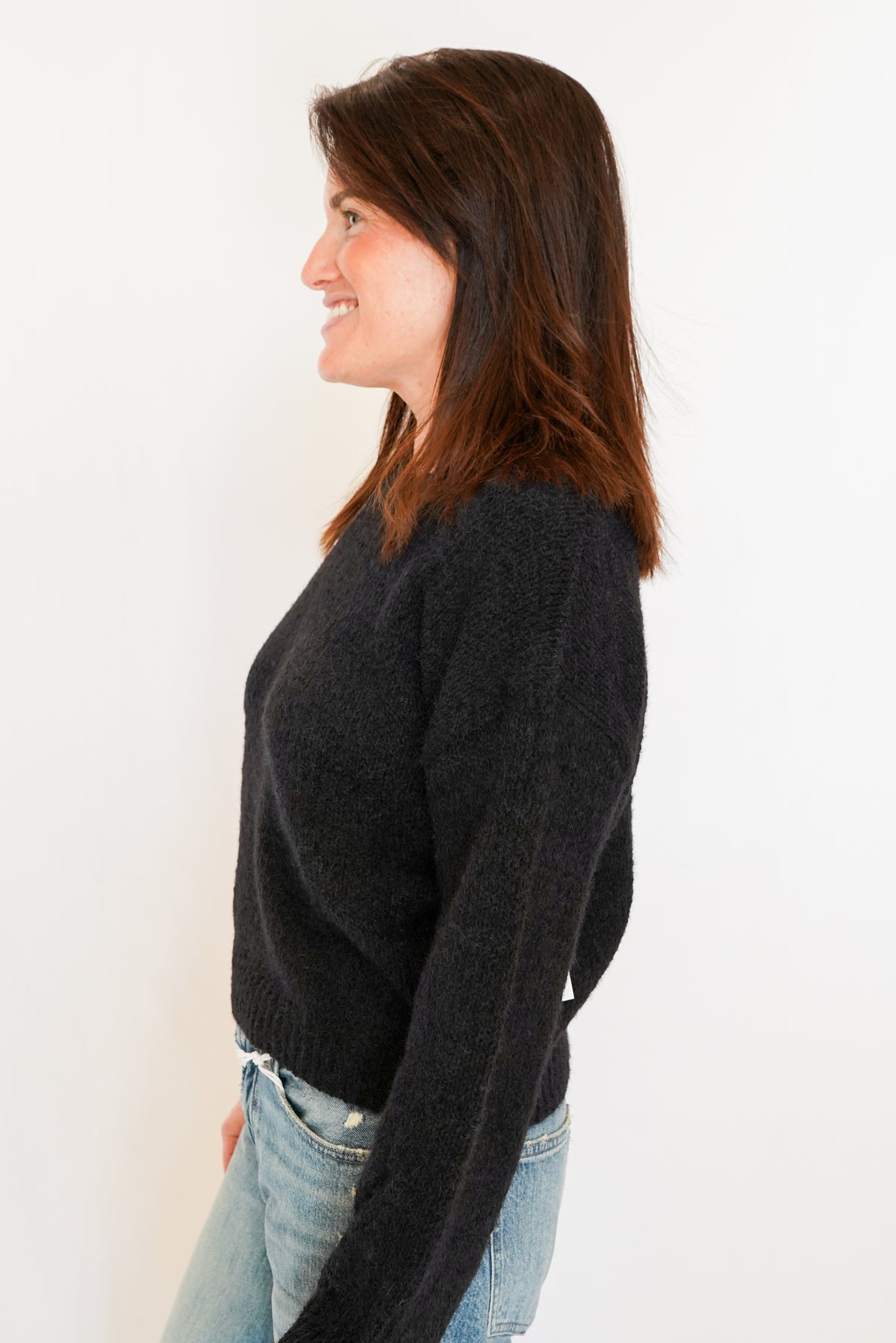 Bella Dahl Drop Shoulder Sweater in Black