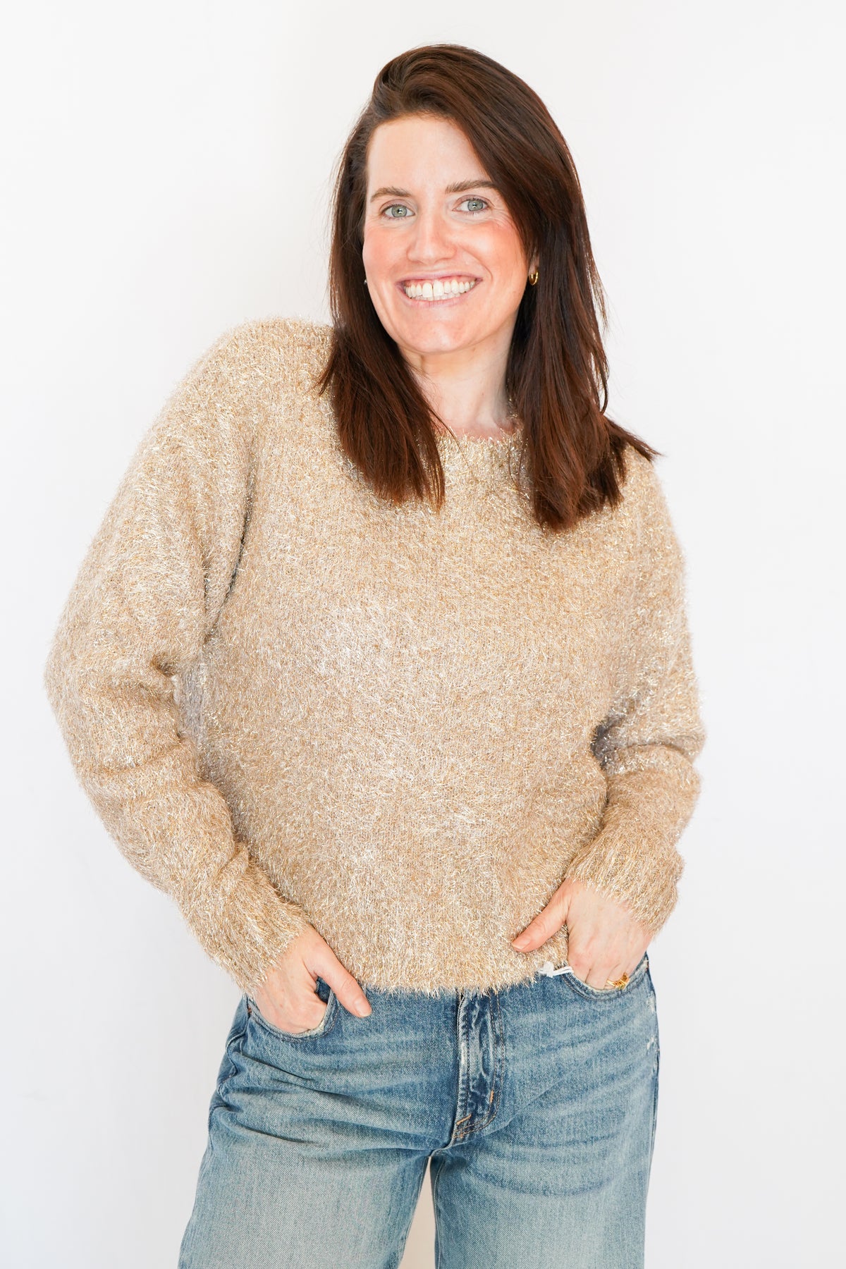 Bella Dahl Slouchy Sweater in Gold Shimmer