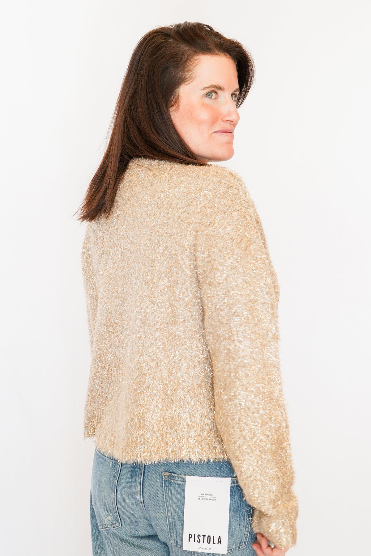 Bella Dahl Slouchy Sweater in Gold Shimmer