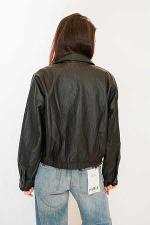 Bella Dahl Crop Bomber Jacket in Black