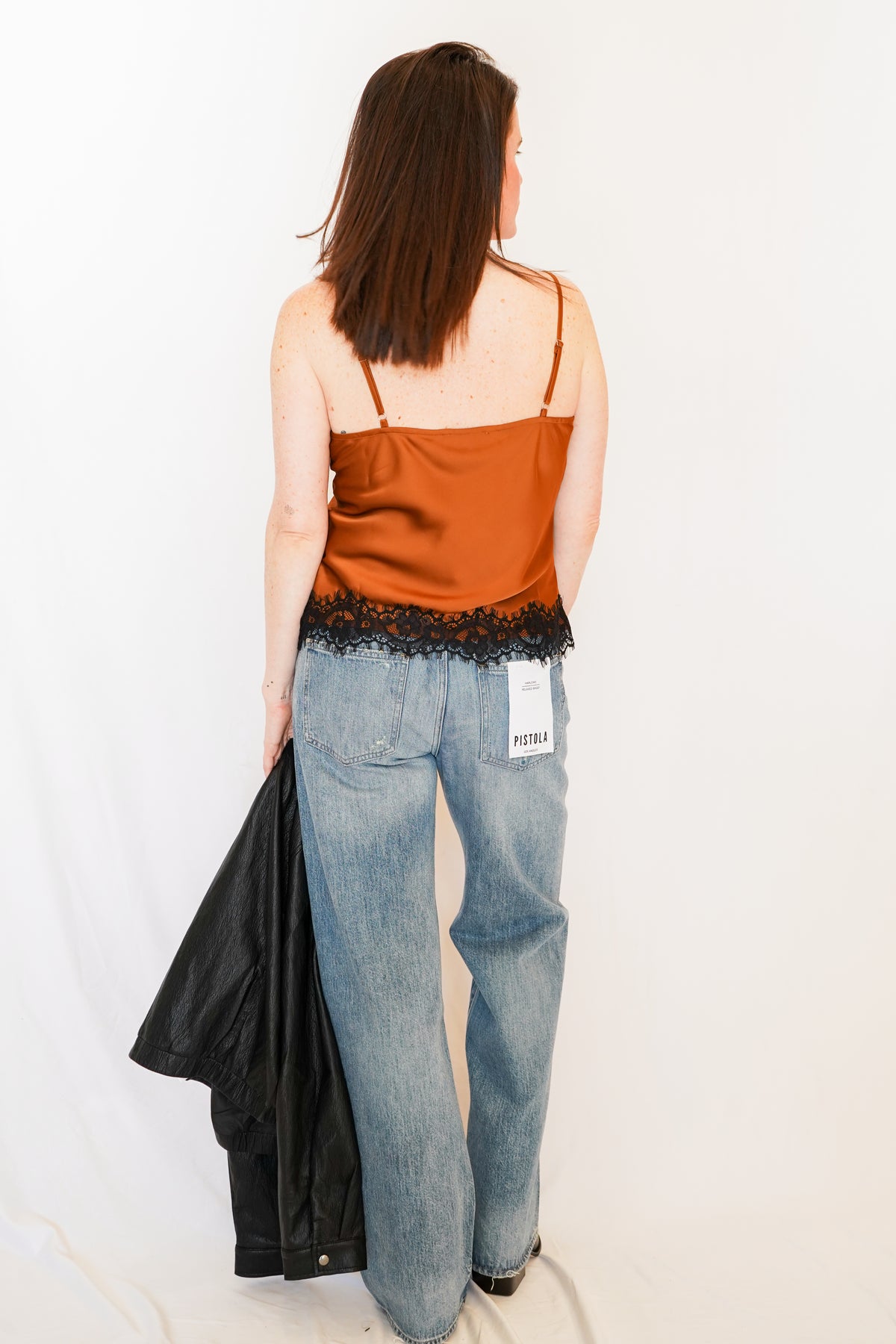 Anthem the Label Caramel Lace Trim Satin Cami
