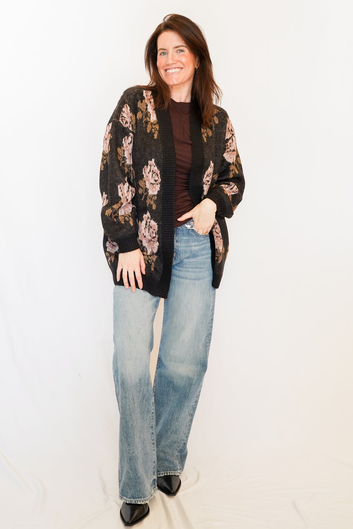 Rosette Cardigan in Black