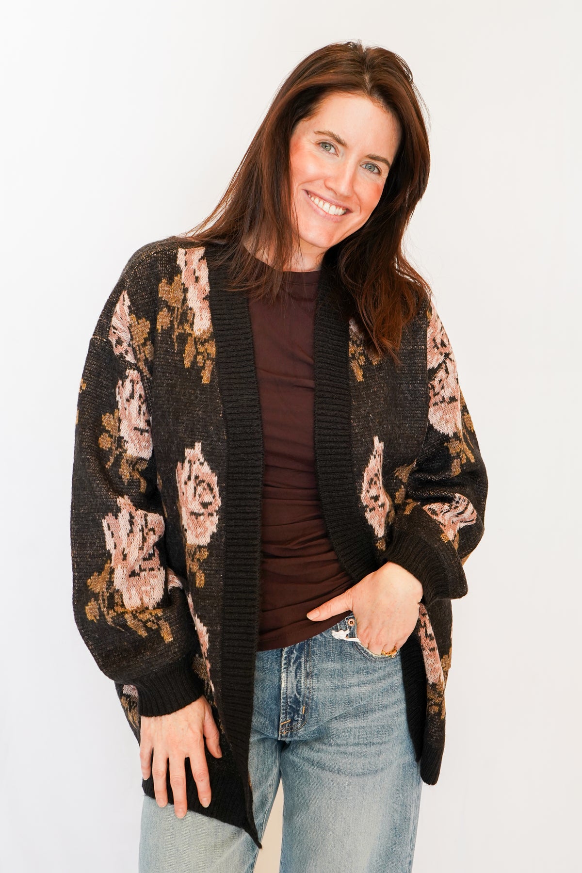 Rosette Cardigan in Black