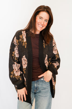 Rosette Cardigan in Black