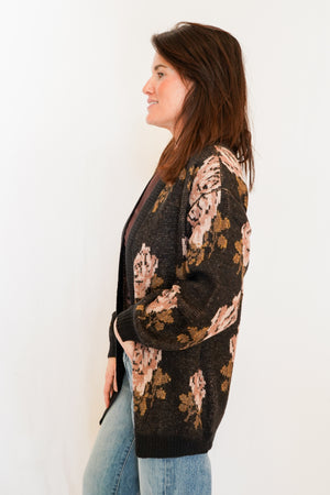 Rosette Cardigan in Black