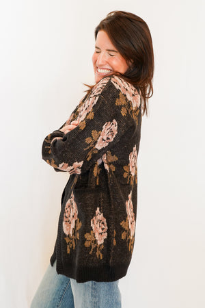 Rosette Cardigan in Black