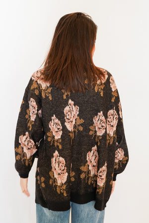 Rosette Cardigan in Black