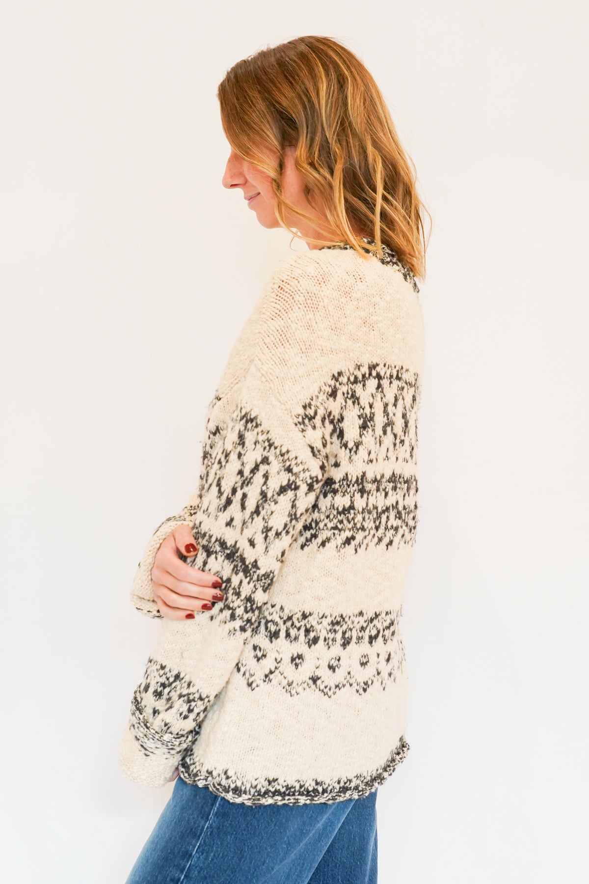 Snow Day Sweater in Tan Black