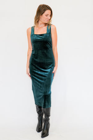 dRA Milos Velvet Dress in Green