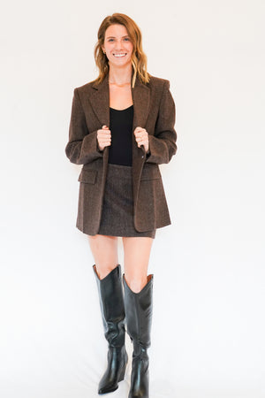 Perrin Wool Blend Blazer in Brown