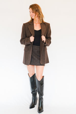 Perrin Wool Blend Blazer in Brown