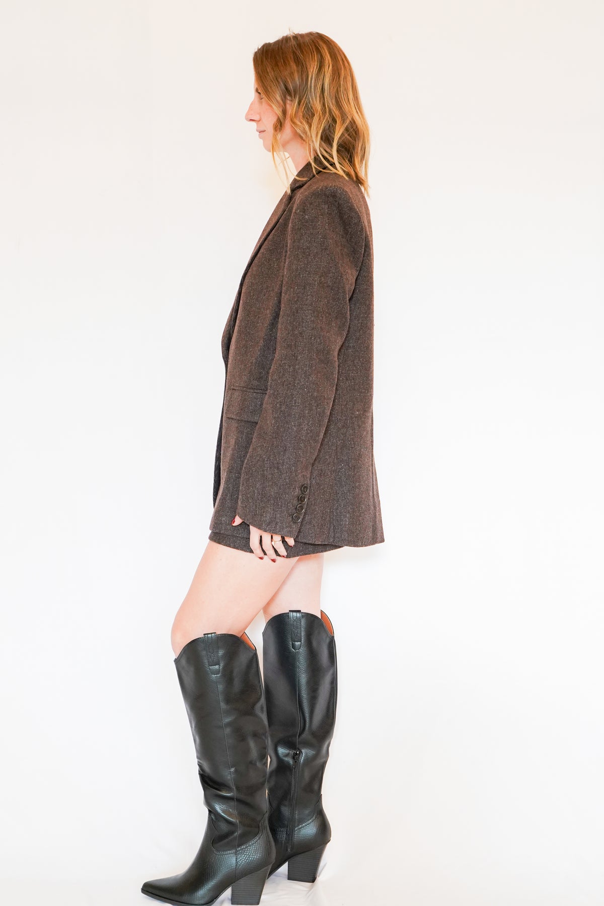 Perrin Wool Blend Blazer in Brown