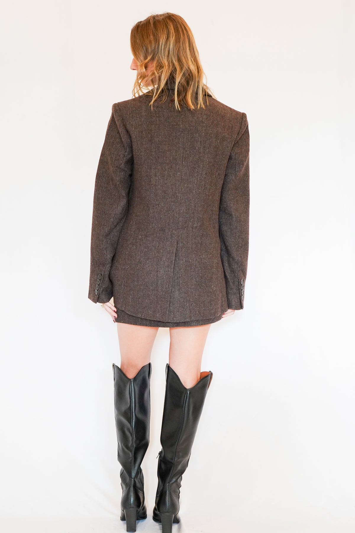 Perrin Wool Blend Blazer in Brown