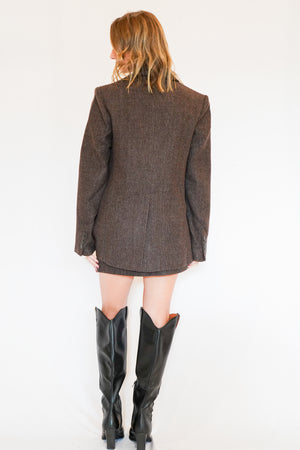 Perrin Wool Blend Blazer in Brown