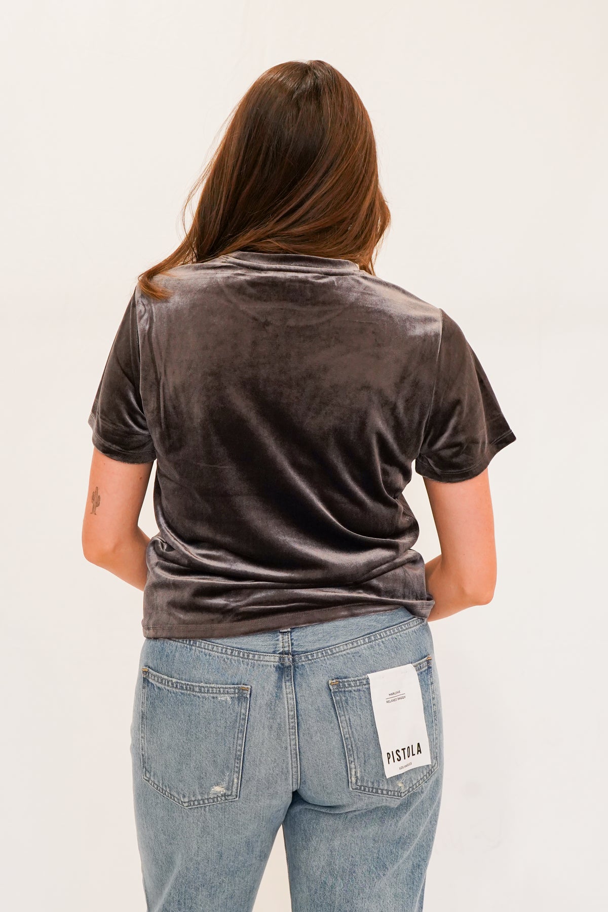 Meesha Velvet Tee Washed Grey