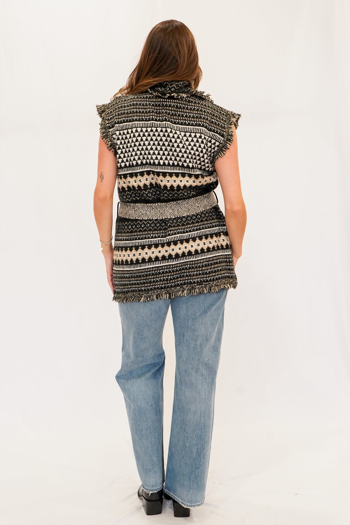 Jackson Printed Belted Sweater in Black