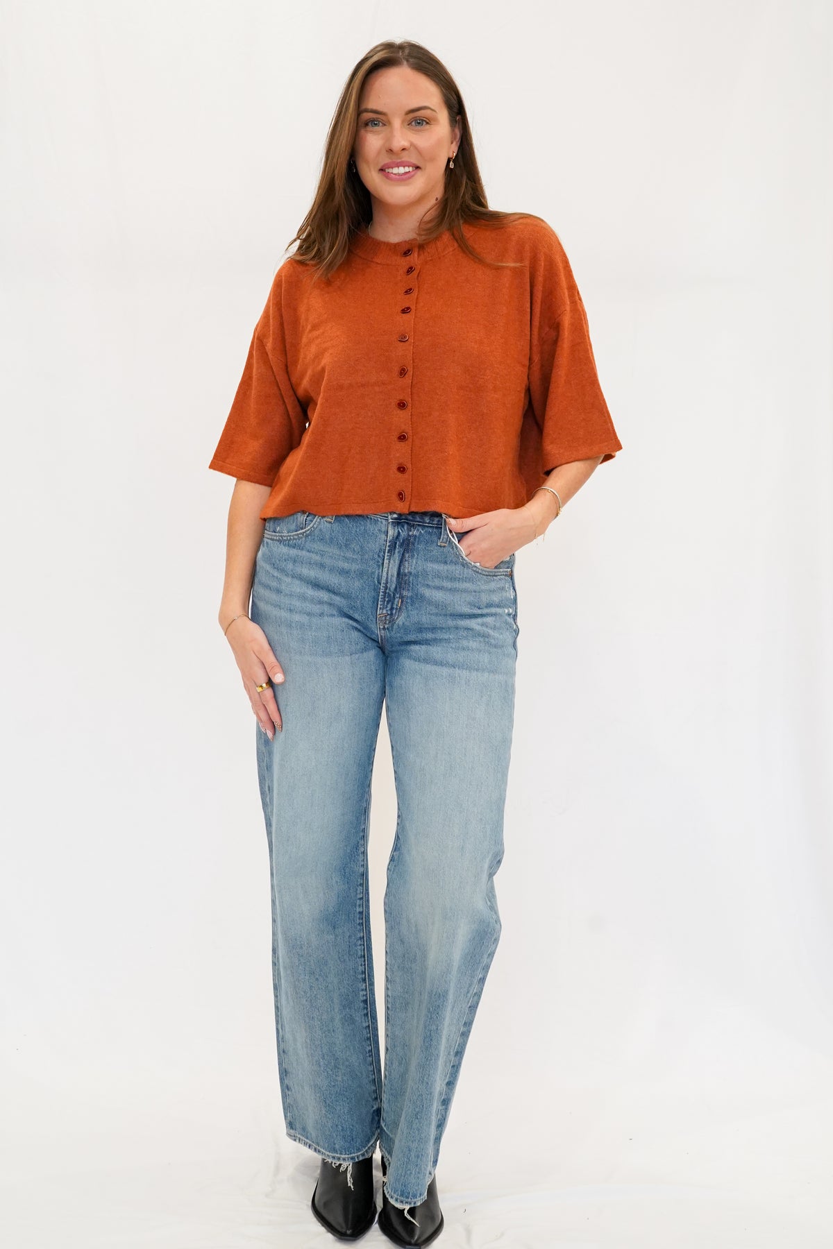 Evane Sweater Top in Bronze