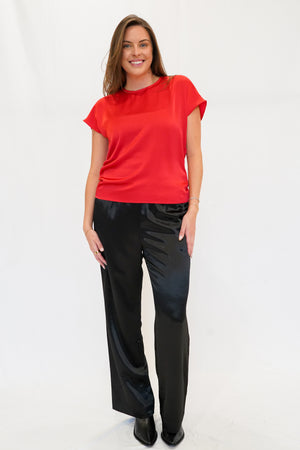 Mickey Satin Pants in Black