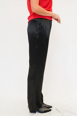 Mickey Satin Pants in Black