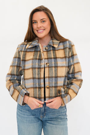 Z Supply Petra Plaid Shrunken Jacket in Light Toffee