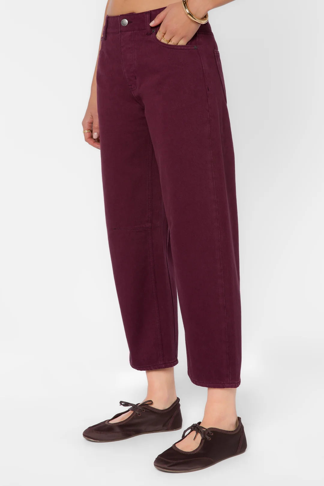 Reyna Barrel Jeans in Plum