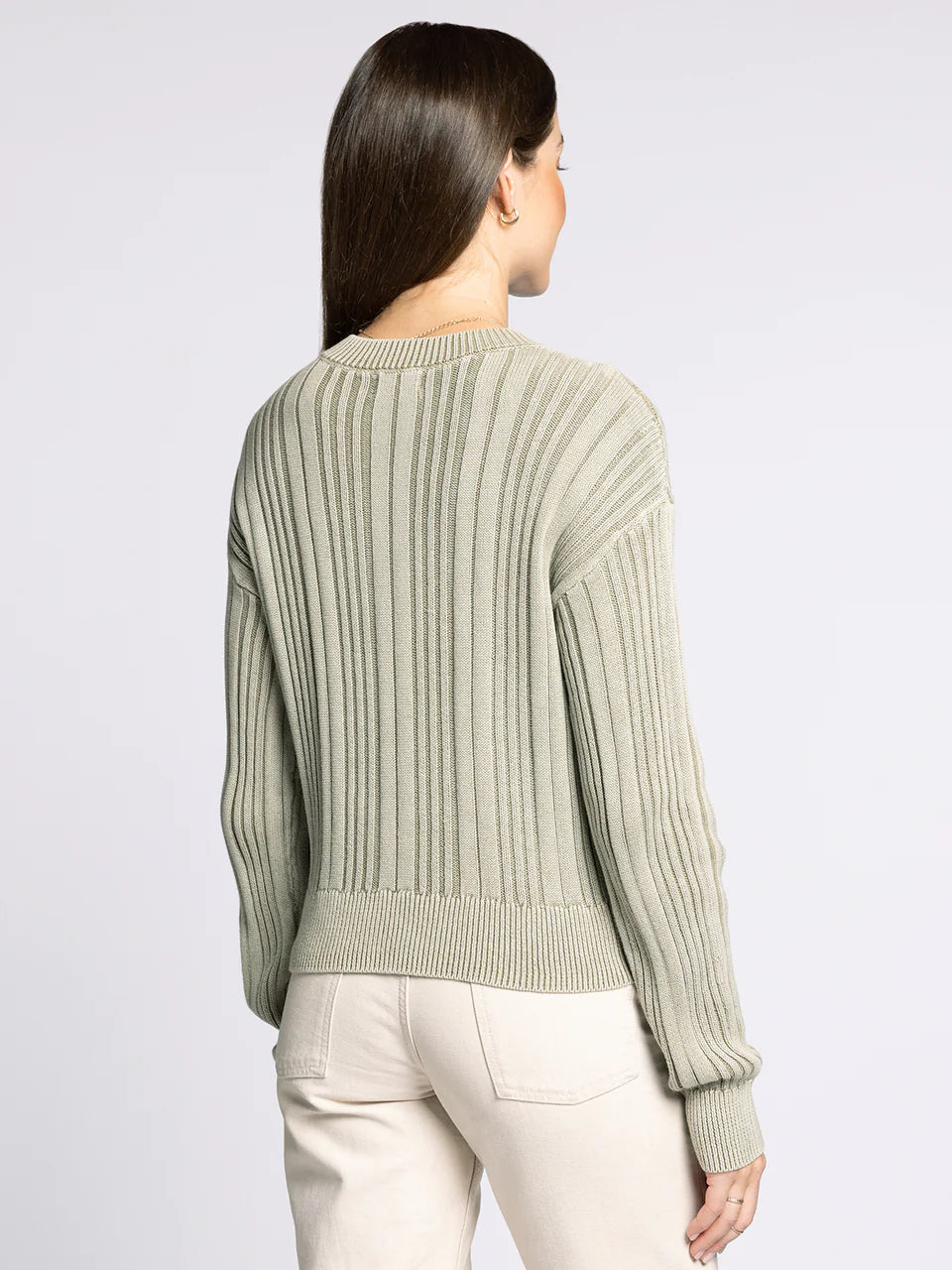 Lucille Sage Ribbed Sweater