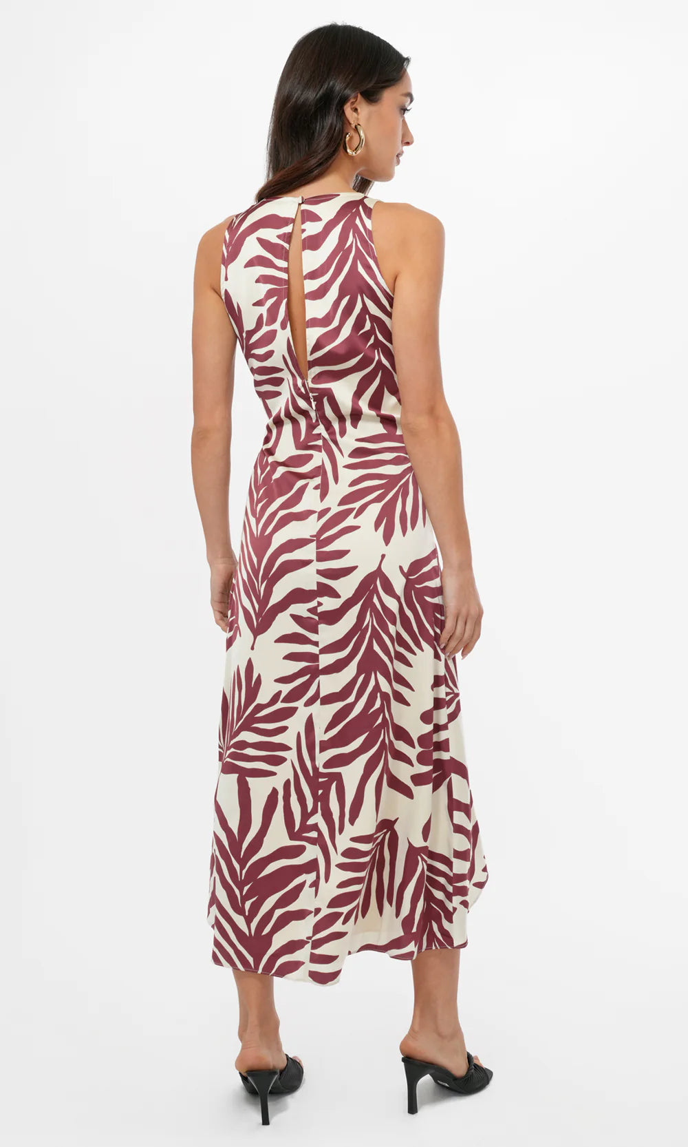 Greylin Tessie Side Tucked Midi Slip Ivory Dress