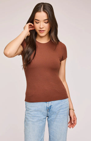 Gentle Fawn Madison Ribbed Tee in Cappuccino