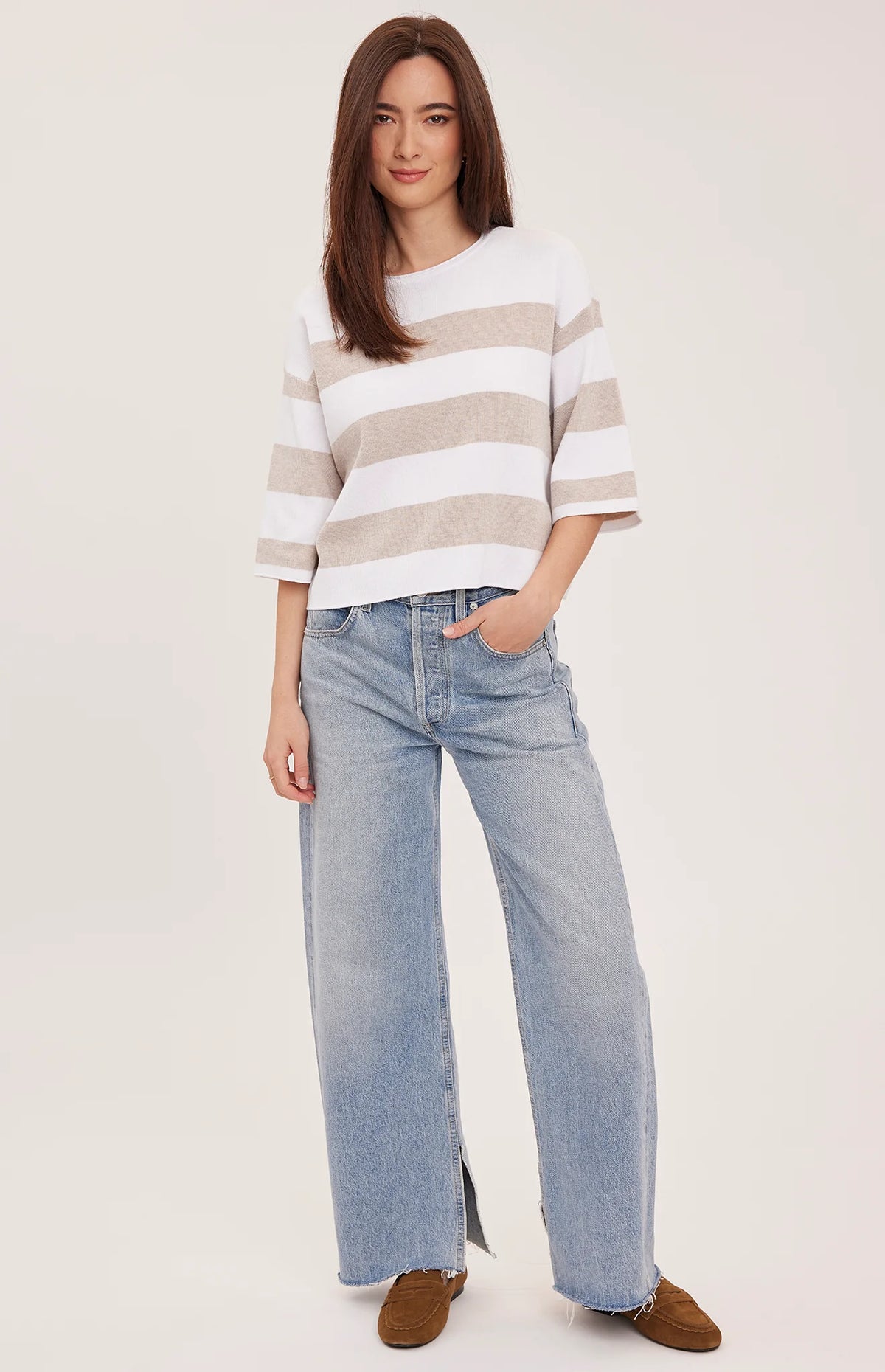 Gentle Fawn Amina Sweater in Heather Cream Stripe