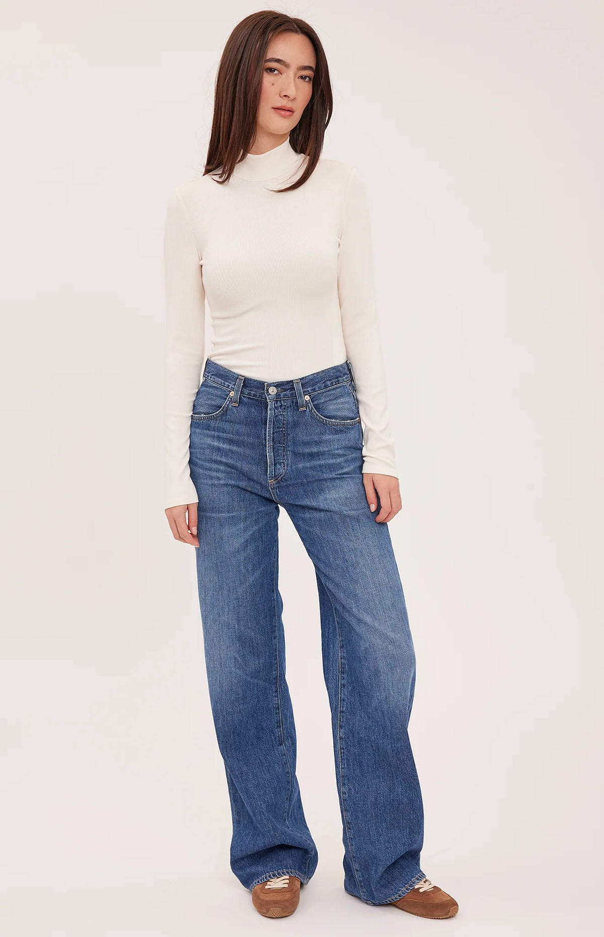 Gentle Fawn Wren Long Sleeve Mock Neck In Cream