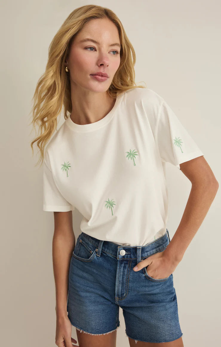 Z Supply Palms Boyfriend Tee White