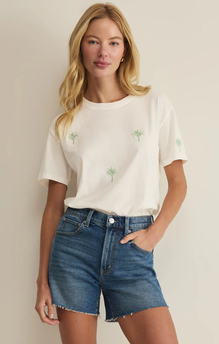Z Supply Palms Boyfriend Tee White