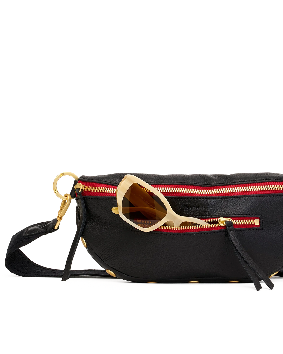 Charles Mediumv Crossbody  Black/Brushed Gold Red Zip