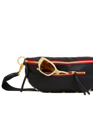 Charles Mediumv Crossbody  Black/Brushed Gold Red Zip