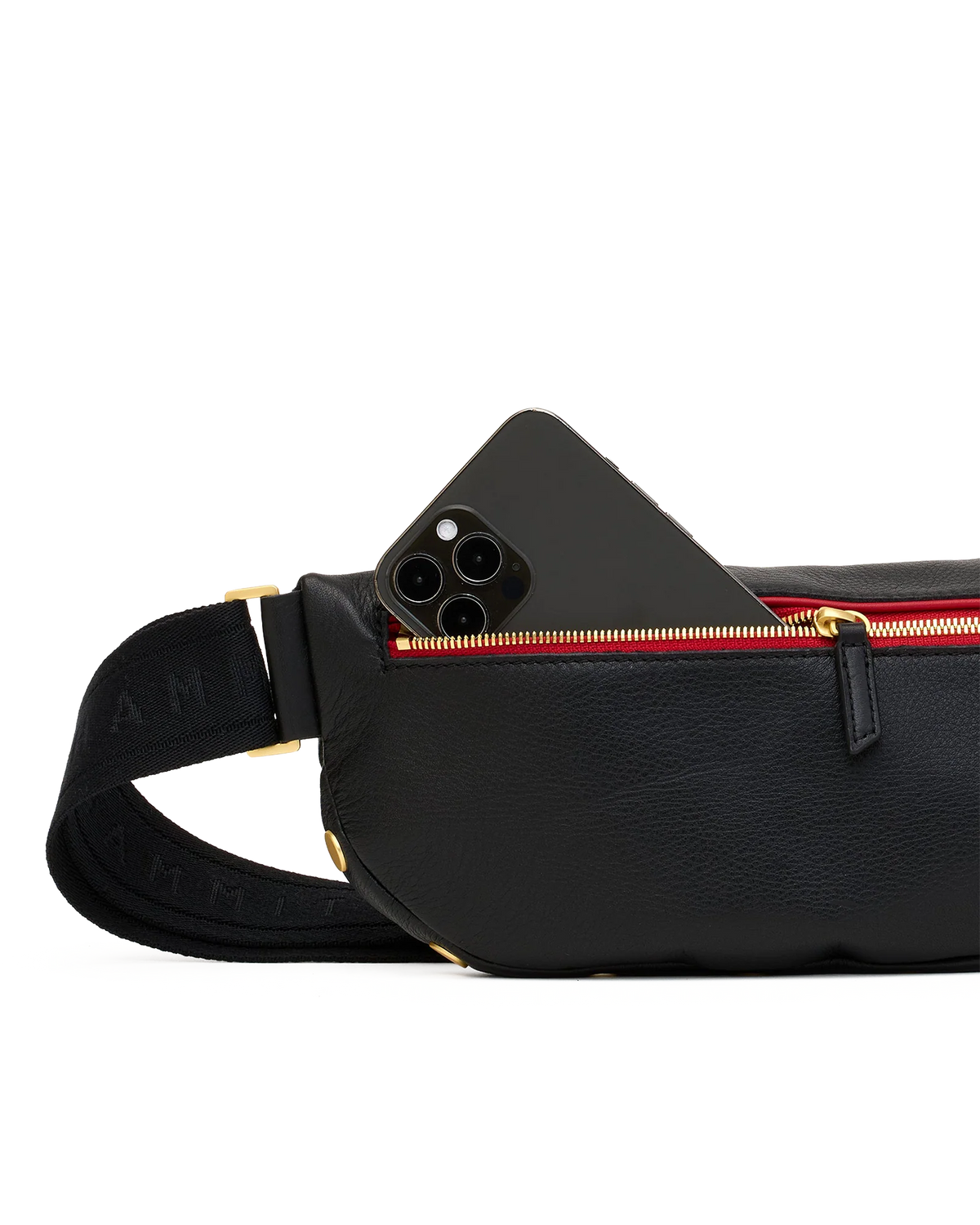 Charles Mediumv Crossbody  Black/Brushed Gold Red Zip