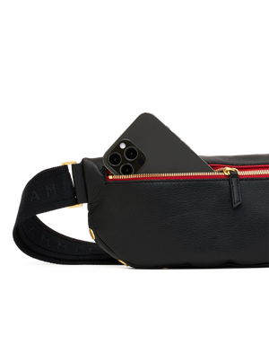 Charles Mediumv Crossbody  Black/Brushed Gold Red Zip