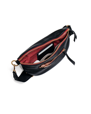 Charles Mediumv Crossbody  Black/Brushed Gold Red Zip