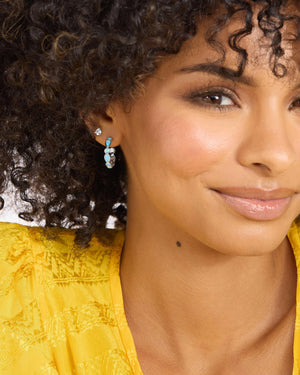 Melinda Maria Isla Hoops in Silver Blue Opal