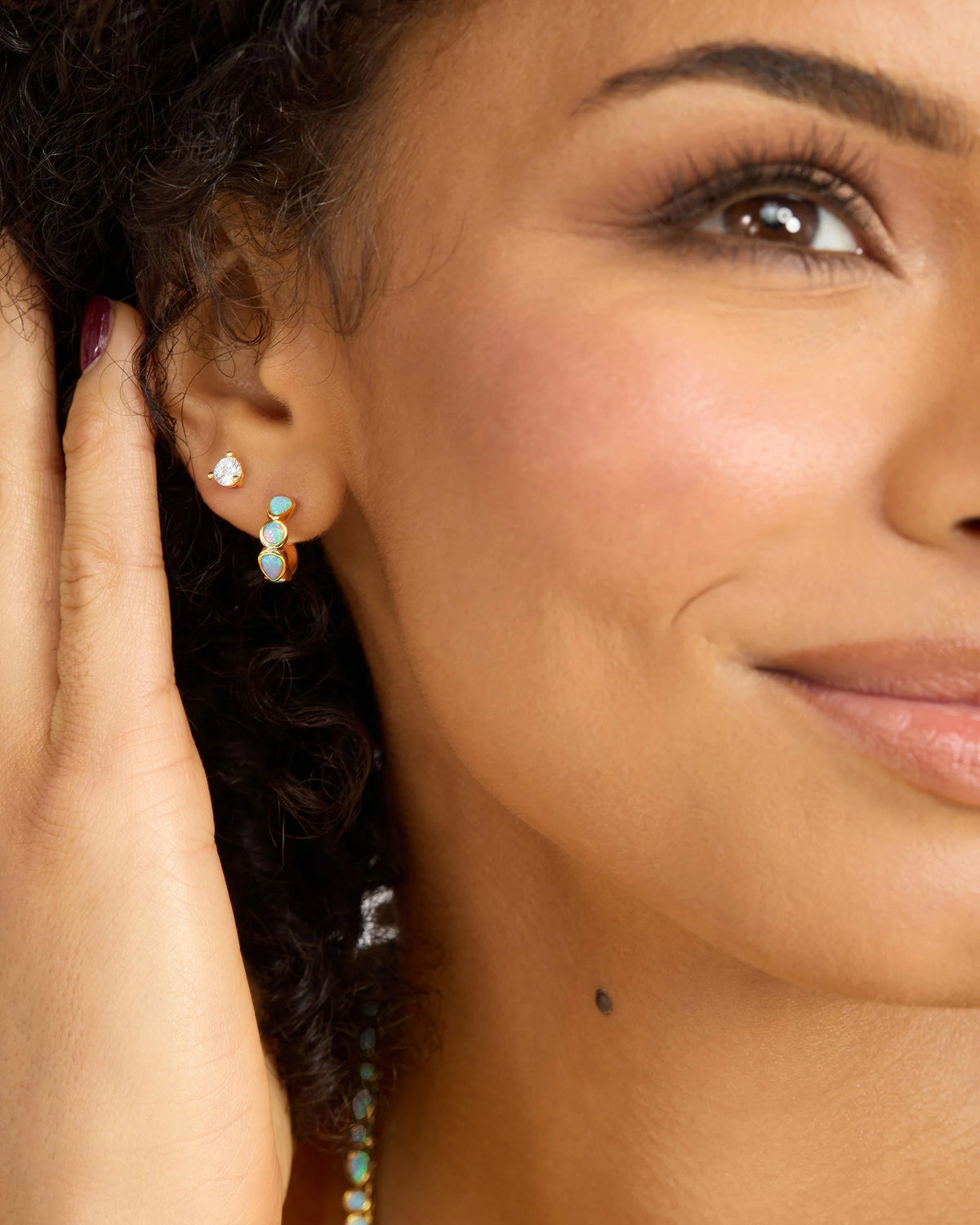 Melinda Maria Isla Huggies in Gold Blue Opal