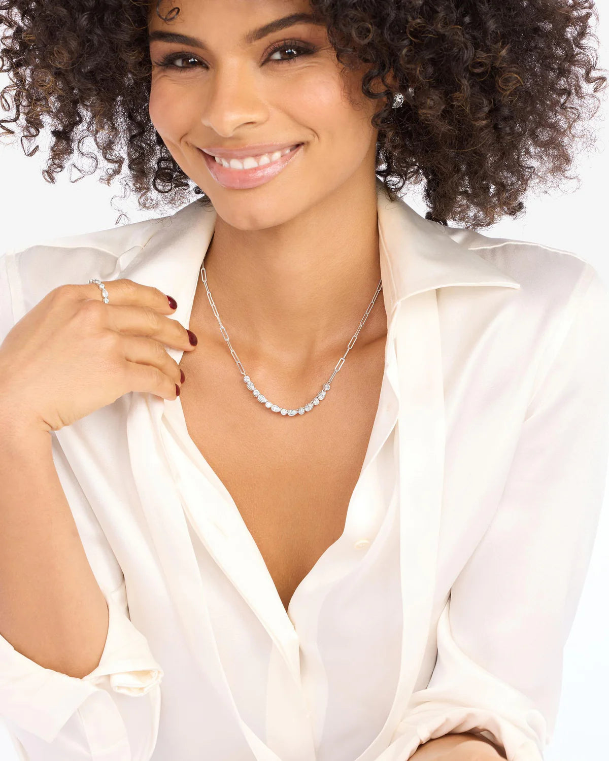 Melinda Maria Isla Samantha Silver Tennis Necklace