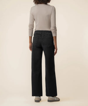 KUT Meg High Rise Wide Leg Front Pockets Raw Hem Jean in Politely