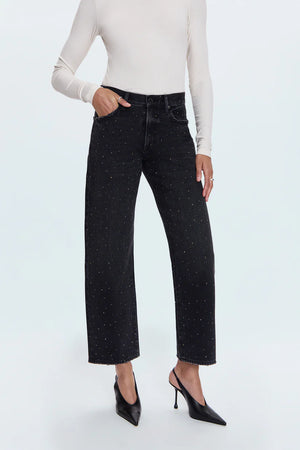 Pistola LEXI MID RISE BOWED STRAIGHT SILVER SCREEN Black Jeans